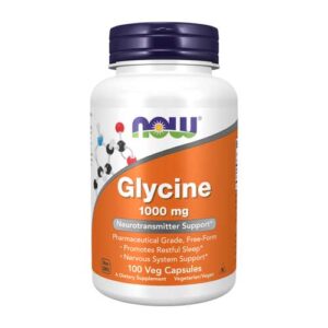 گلیسین ناو 1000 میلی‌گرمی 100 عدد (Glycine 1000 mg Veg Capsules NOW) یک مکمل آمینو اسیدی باکیفیت از برند معتبر ناو فودز است که برای حمایت از سیستم عصبی،